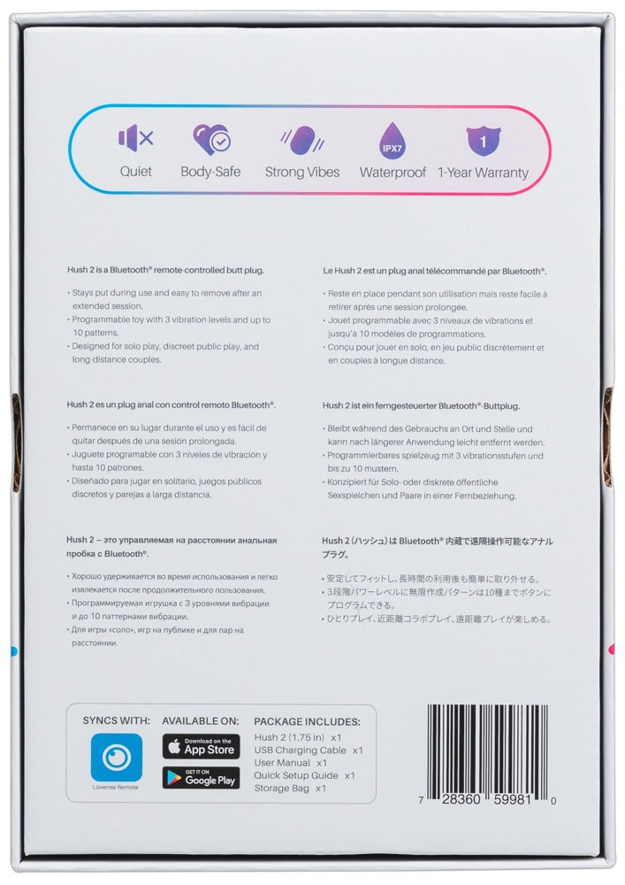 Hush 2 – App-gesteuerter Vibro-Analplug (Größe M)