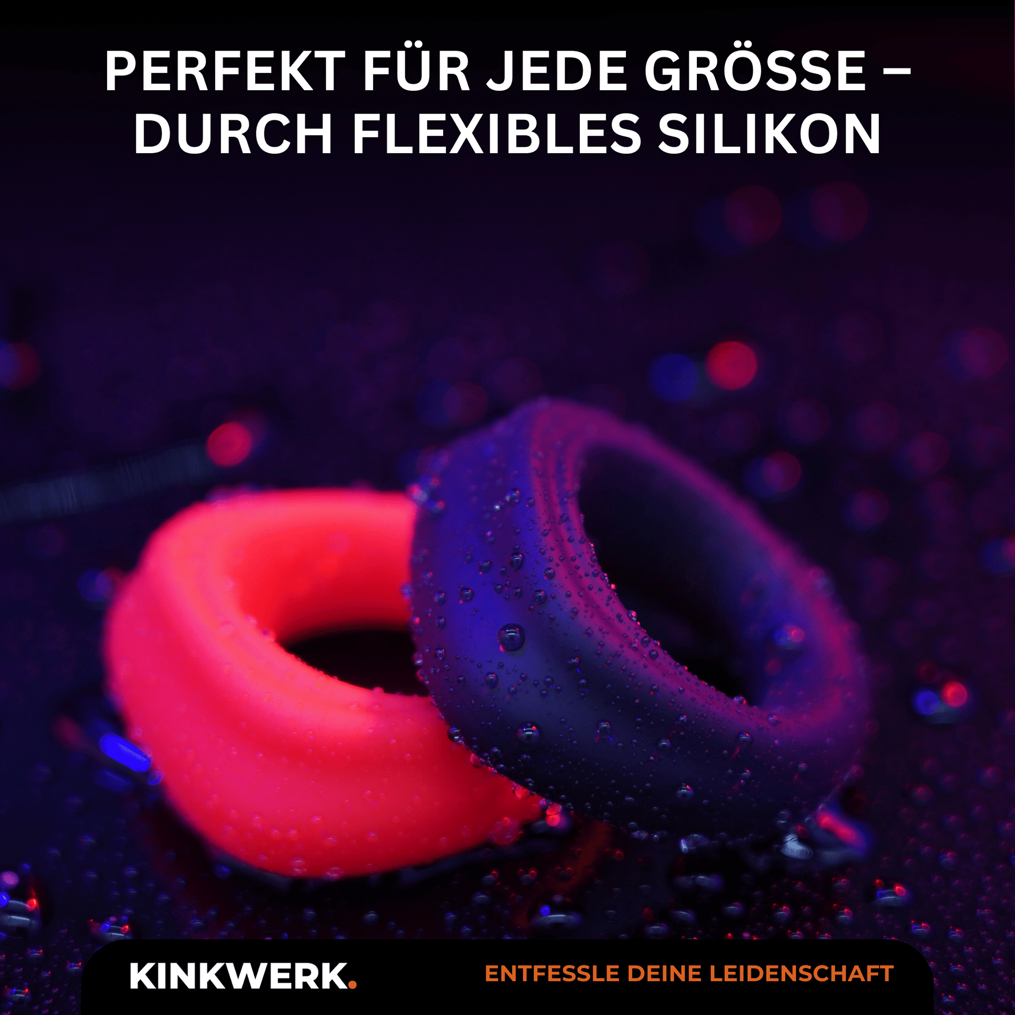 Penisringe aus Silikon (Set aus Schwarz & Rot) KINKWERK Penisringe aus Silikon (Set aus Schwarz & Rot) KINKWERK