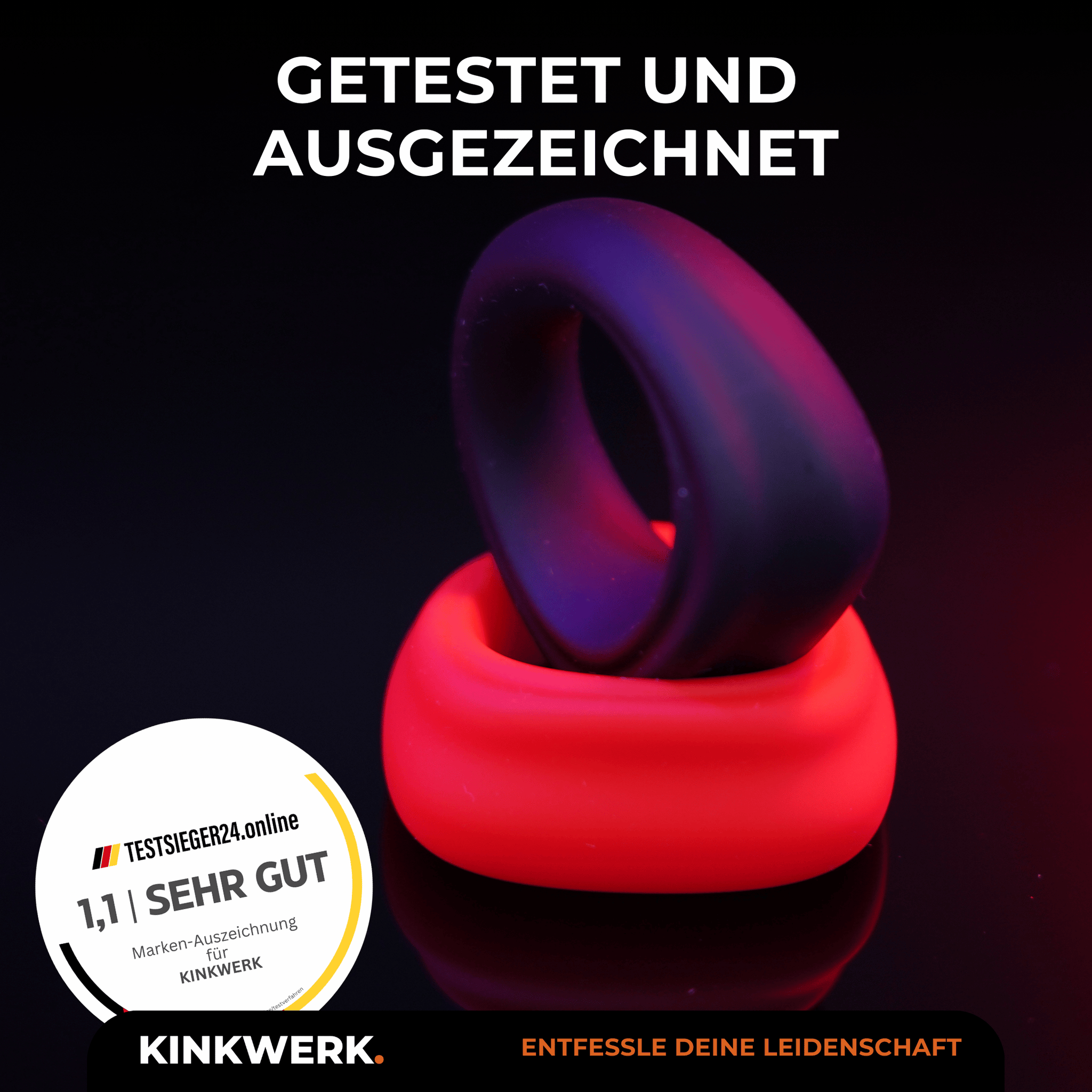 Penisringe aus Silikon (Set aus Schwarz & Rot) KINKWERK Penisringe aus Silikon (Set aus Schwarz & Rot) KINKWERK