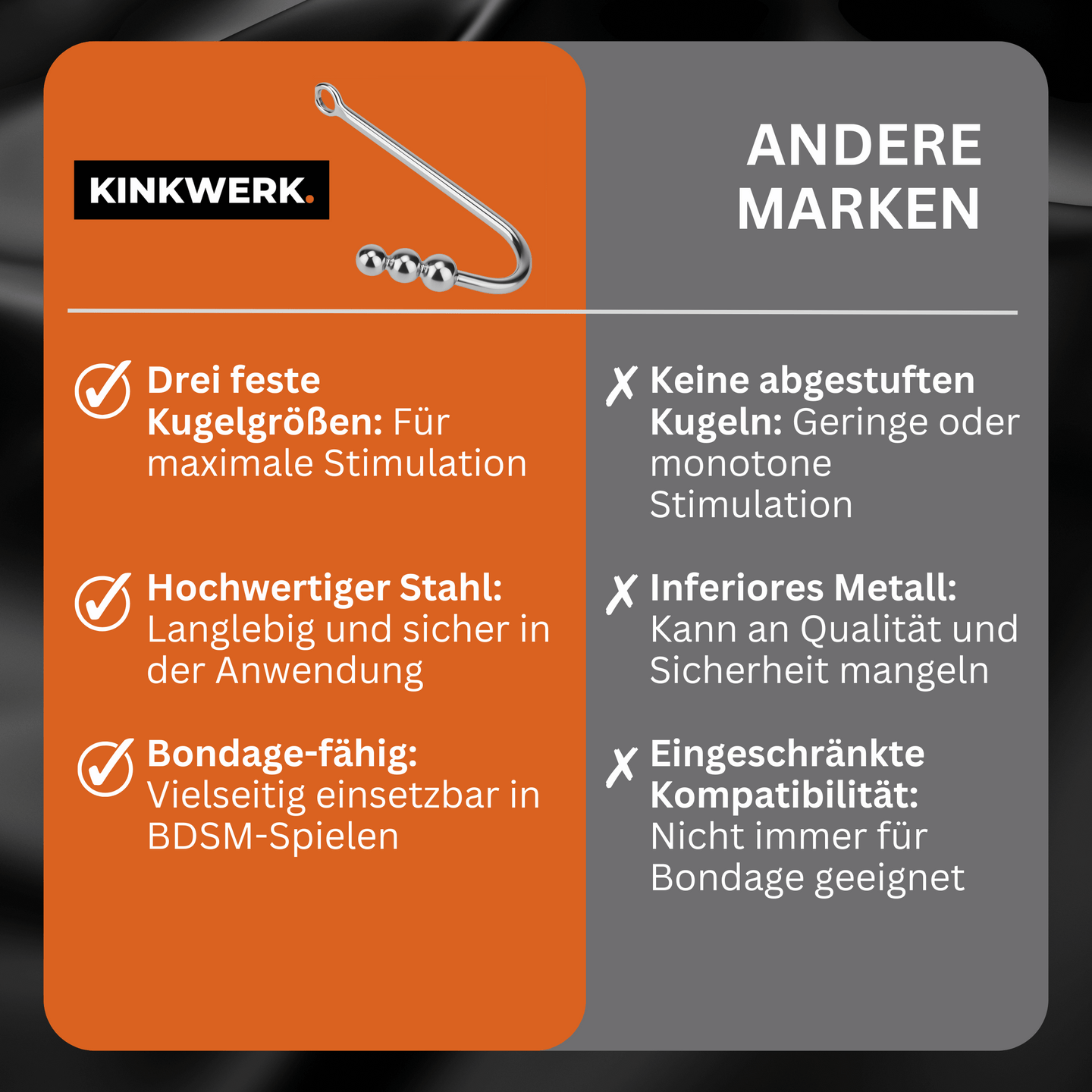 Analhaken mit 3 festen Kugeln