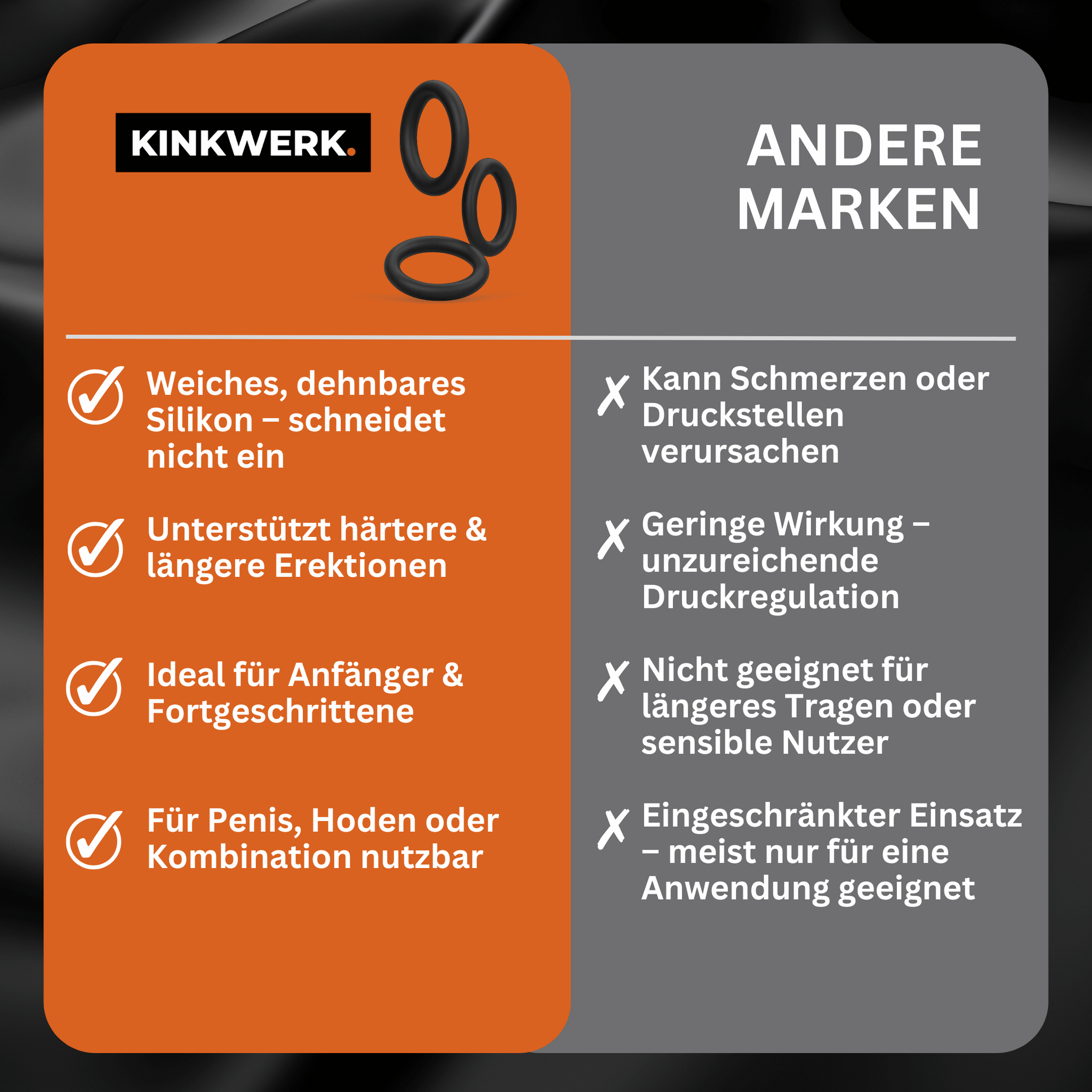 Penisringe 3er-Set aus Silikon KINKWERK Penisringe 3er-Set aus Silikon KINKWERK