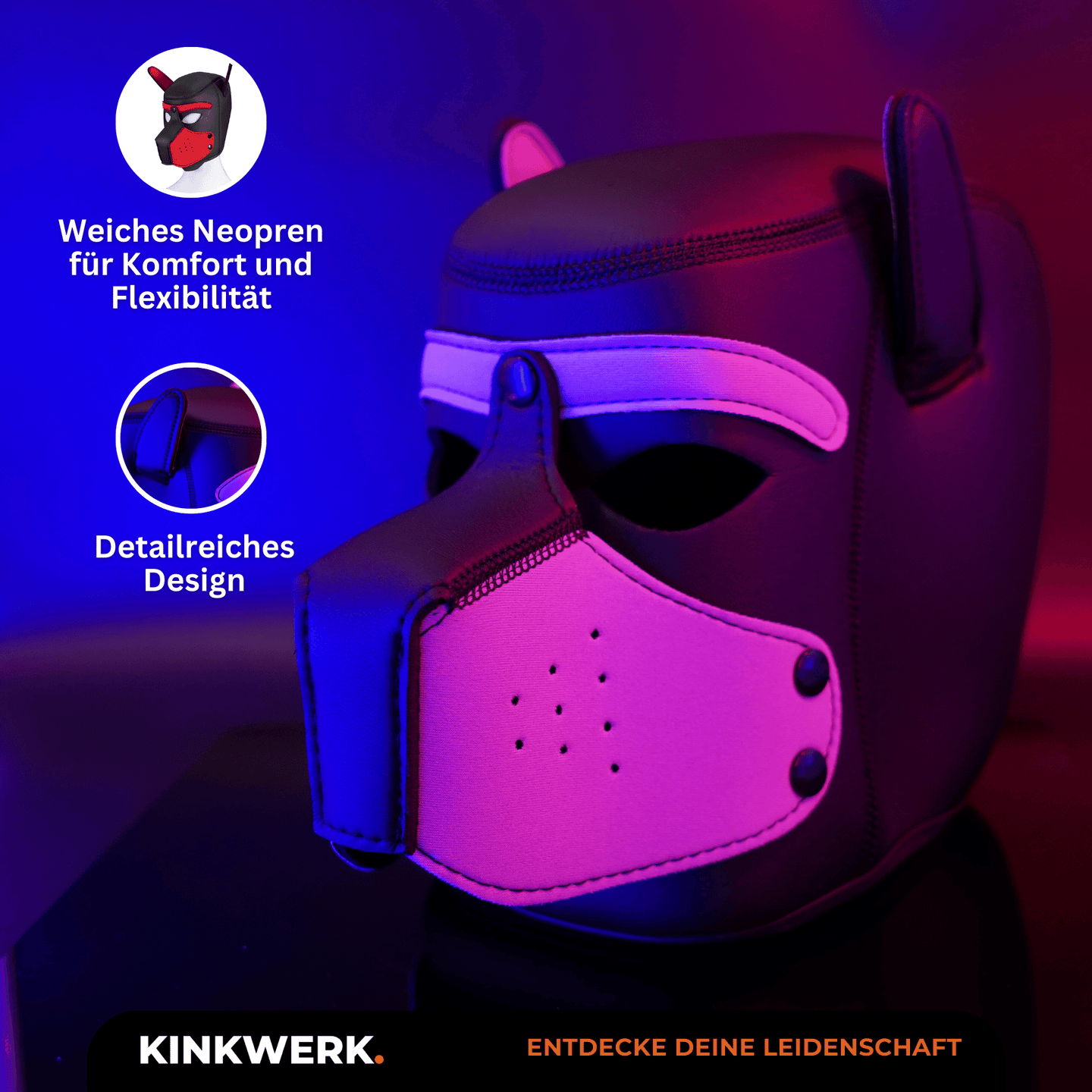 Hundemaske (Puppy Maske) aus Neopren für Puppy Play